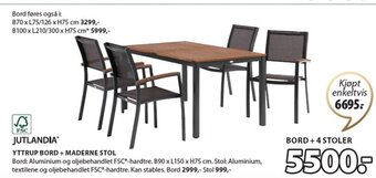 JYSK JUTLANDIA® YTTRUP BORD + MADERNE STOL tilbud
