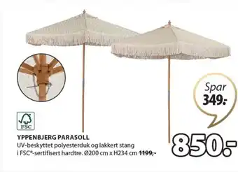 JYSK YPPENBJERG PARASOLL tilbud