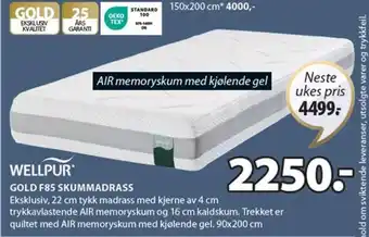 JYSK WELLPUR GOLD F85 SKUMMADRASS tilbud