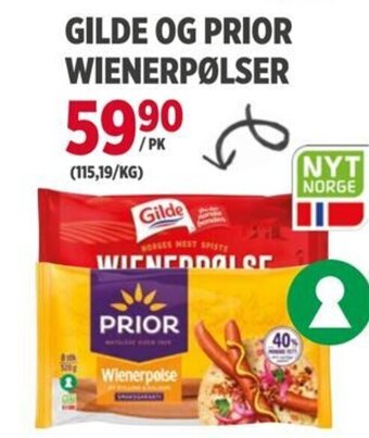 Meny GILDE OG PRIOR WIENERPØLSER tilbud