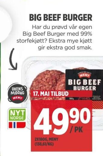 Meny BIG BEEF BURGER tilbud