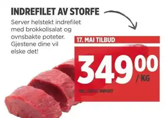 Meny INDREFILET AV STORFE tilbud