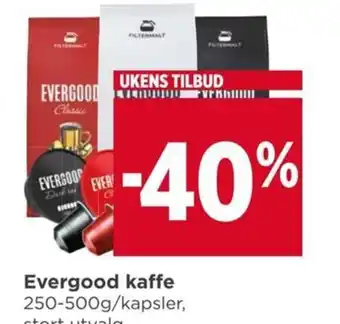 Meny Evergood kaffe 250-500g/kapsler tilbud