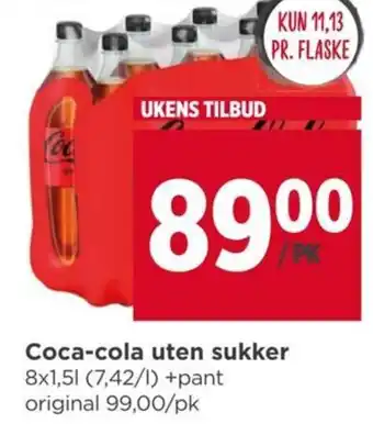 Meny Coca-cola uten sukker 8x1,5L tilbud