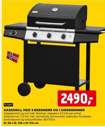 jem & fix Gassgrill med 3 brennere og 1 sidebrenner tilbud