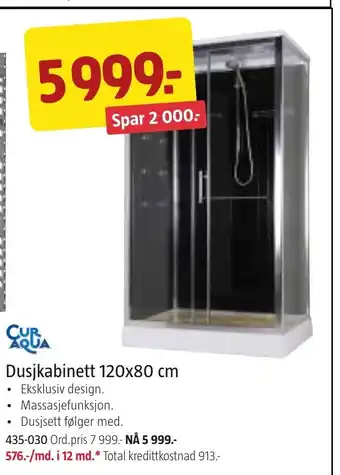 Jula Dusjkabinett 120x80 cm tilbud
