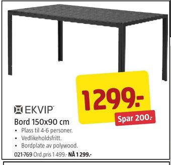 Jula Bord 150x90 cm tilbud