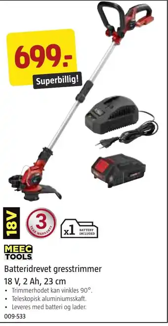Jula Batteridrevet gresstrimmer 18V, 2 Ah, 23cm tilbud