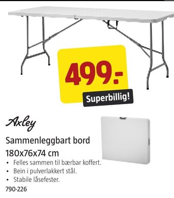 Jula Sammenleggbart bord 180x76x74 cm tilbud