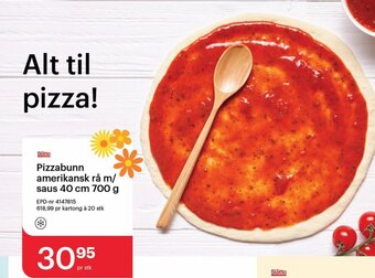 Storcash Pizzabunn amerikansk rå m/ saus 40 cm 700 g tilbud