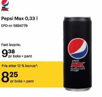 Storcash Pepsi Max 0,33 l tilbud