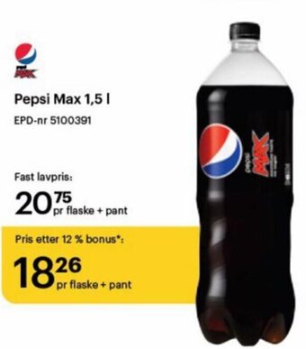 Storcash Pepsi Max 1,5L tilbud