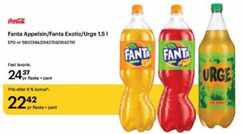 Storcash Fanta Appelsin/Fanta Exotic/Urge 1,5 L tilbud