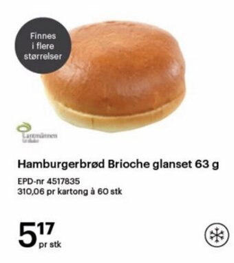 Storcash Hamburgerbrød Brioche glanset 63 g tilbud