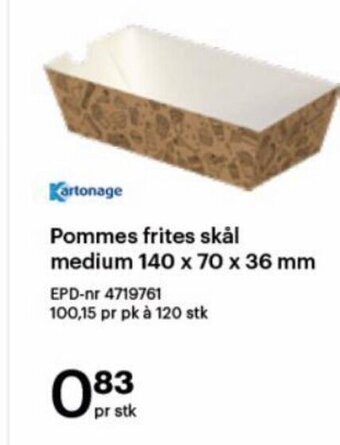 Storcash Pommes frites skål medium 140 x 70 x 36 mm tilbud