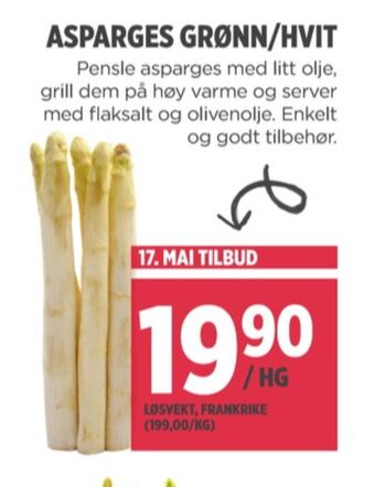 Meny Ukjent asparges tilbud