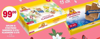 Coop Extra DIPLOM-IS STOR PAKKE SANDWICH 15 STK/ KLASSIKERE 12 STK tilbud