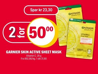 Coop Extra GARNIER SKIN ACTIVE SHEET MASK tilbud