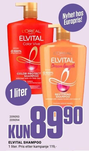 Europris ELVITAL SHAMPOO tilbud