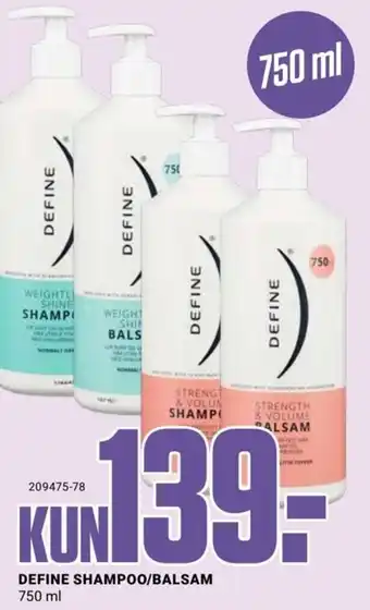 Europris DEFINE SHAMPOO/BALSAM 750 ml tilbud