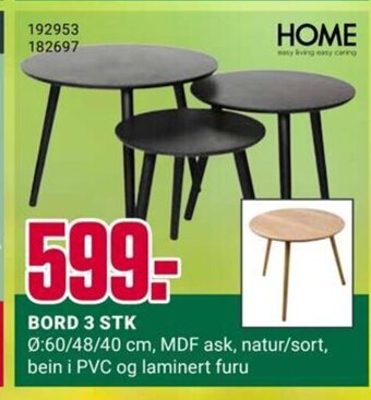 Europris BORD 3 STK tilbud