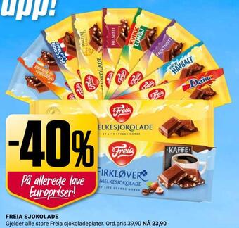 Europris Freia sjokolade tilbud