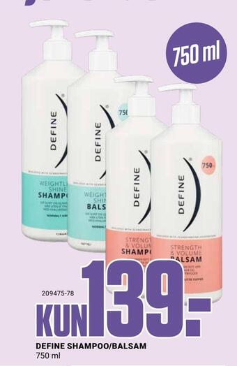 Europris Define shampoo/balsam tilbud