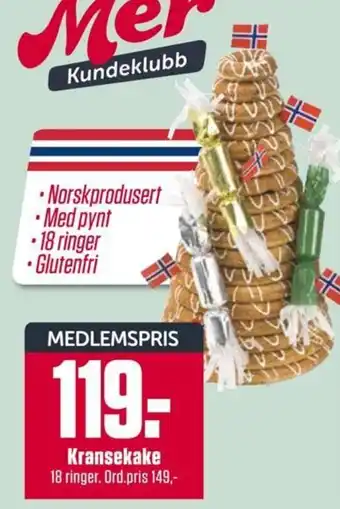 Europris Kransekake 18 ringer. tilbud