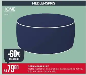 Europris OPPBLÅSBAR PUFF tilbud
