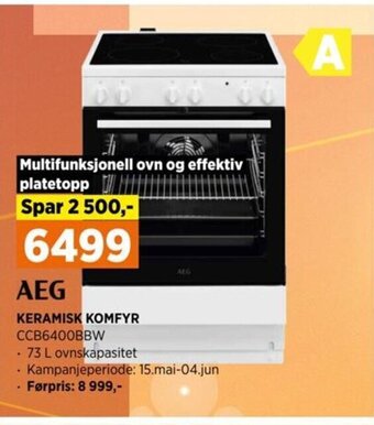 POWER AEG KERAMISK KOMFYR CCB6400BBW tilbud