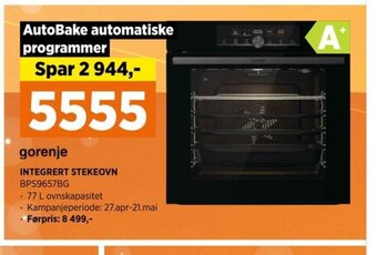 POWER gorenje INTEGRERT STEKEOVN BPS9657BG tilbud