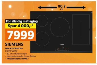 POWER SIEMENS INDUKSJONSTOPP ED851FWB5E tilbud