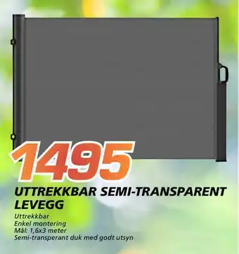 Coop Byggmix Uttrekkbar semi-transparent levegg tilbud