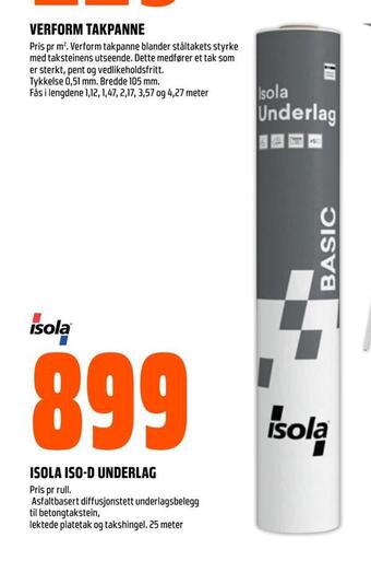 Obs Bygg Isola iso-d underlag tilbud