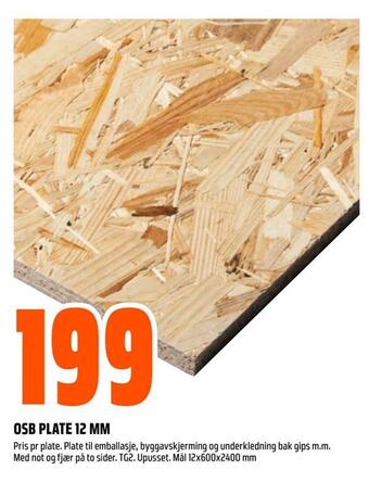 Obs Bygg Osb plate 12 mm tilbud