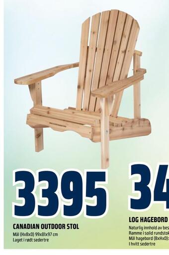 Obs Bygg Canadian outdoor stol tilbud