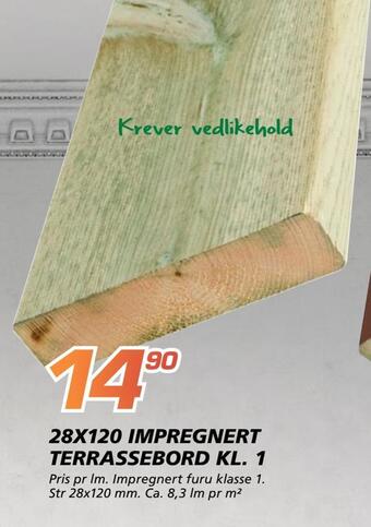 Coop Byggmix 28x120 impregnert terrassebord kl. 1 tilbud