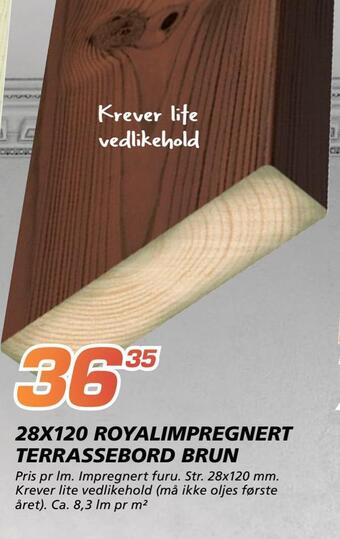Coop Byggmix 28x120 royalimpregnert terrassebord brun tilbud