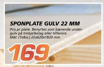 Coop Byggmix Sponplate gulv 22 mm tilbud