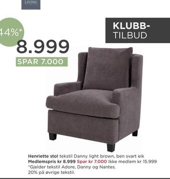 Møbelringen Henriette stol tilbud