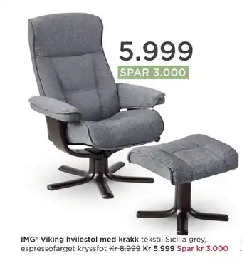 Møbelringen Img® viking hvilestol med krakk tilbud