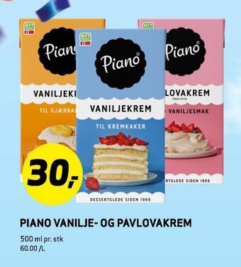 Bunnpris Piano vanilje-og pavlovakrem tilbud