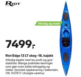 XXL Sport Riot edge 13 lt skeg -18, kajakk tilbud