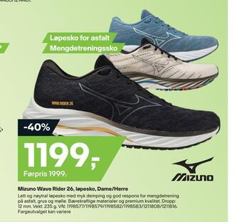 XXL Sport Mizuno wave rider 26, løpesko, dame/herre tilbud