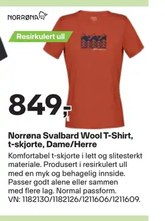 XXL Sport Norrøna svalbard wool t-shirt, t-skjorte, dame/herre tilbud