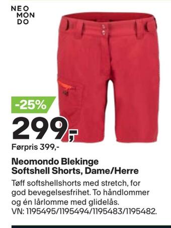 XXL Sport Neomondo blekinge softshell shorts, dame/herre tilbud