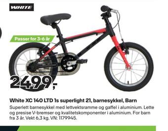 XXL Sport White xc 140 ltd 1s superlight 21, barnesykkel, barn tilbud