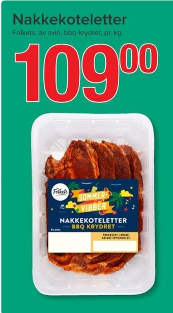 Eurospar Folkets nakkekoteletter tilbud