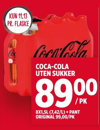 Meny Coca-cola uten sukker tilbud