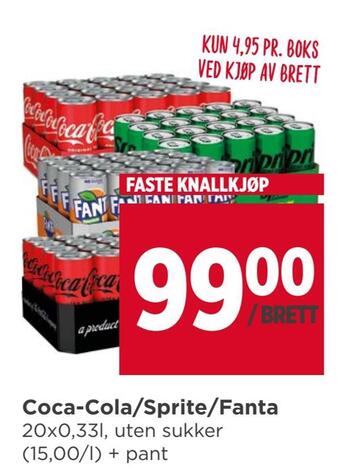 Meny Coca-cola/sprite/fanta tilbud